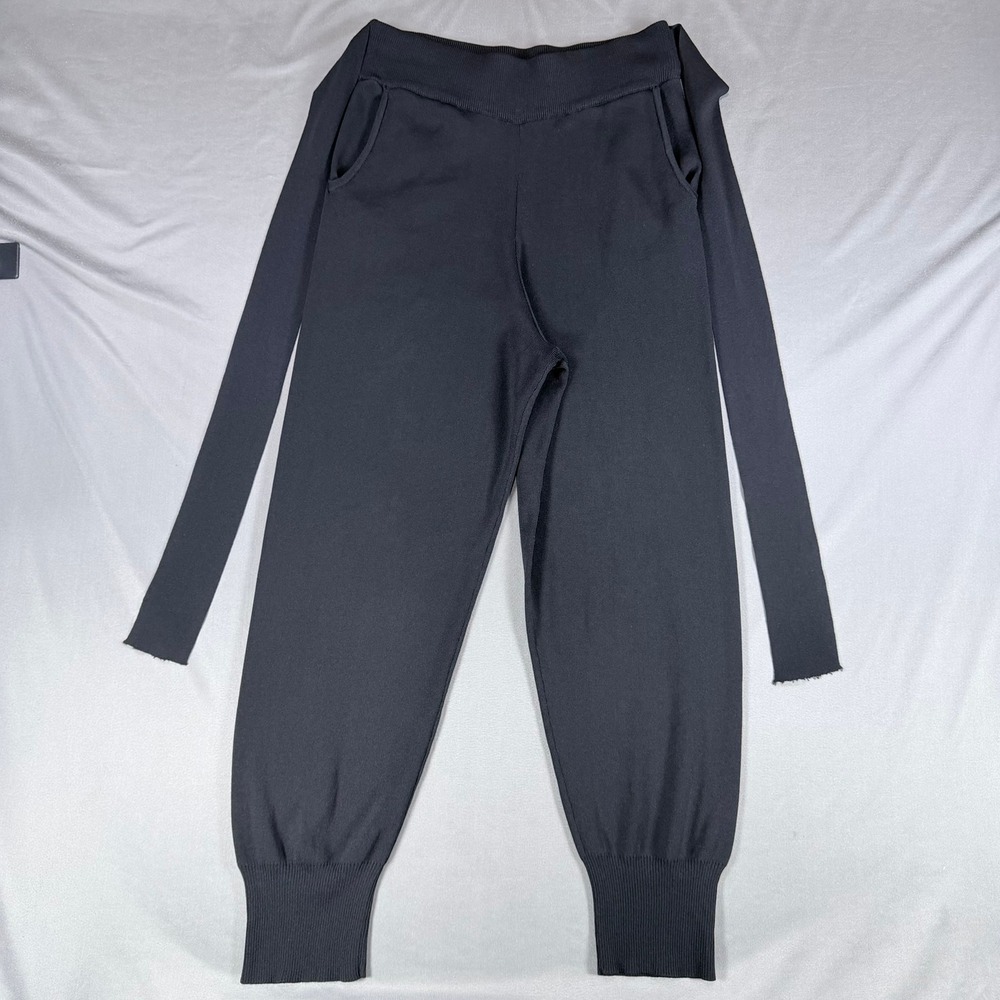 Vici Knit Joggers Womens‎ Large Black Tie Waist High Rise Ribbed Cuff Loungewear